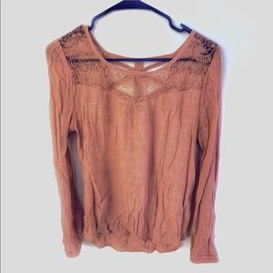 Rose Pink Long Sleeve Blouse with Detailing